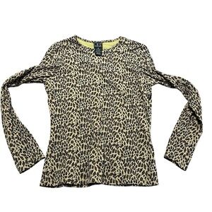 Y2K Leopard Long Sleeve Top Perfect layering 2000s animal print 90s Size small